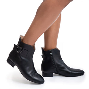 
                  
                    Load image into Gallery viewer, Milly Women’s Booties - Round Toe - 1” Heel - Buckle Detail
                  
                