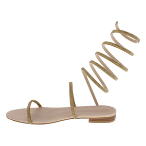 
                  
                    Load image into Gallery viewer, Julian Women’s Sandals - Spiral Ankle Strap – Flat Heel – Open Toe
                  
                