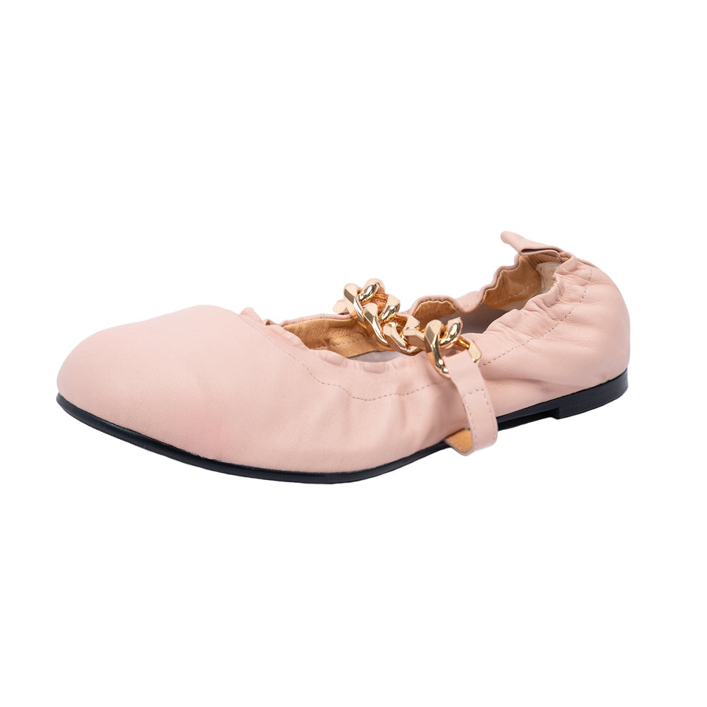 Justice Women’s Ballerina - Gold Chain - Flats - Sheep Leather