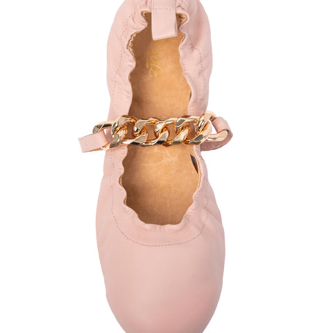 Justice Women’s Ballerina - Gold Chain - Flats - Sheep Leather