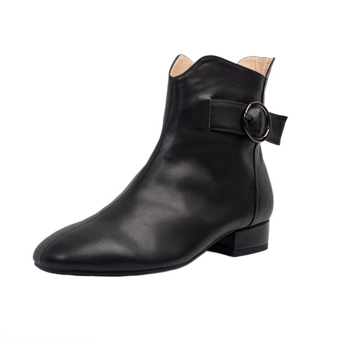 Milly Women’s Booties - Round Toe - 1” Heel - Buckle Detail