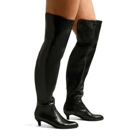 Teanna Women’s Boots - Thigh High  – Kitten Heel – Vegan