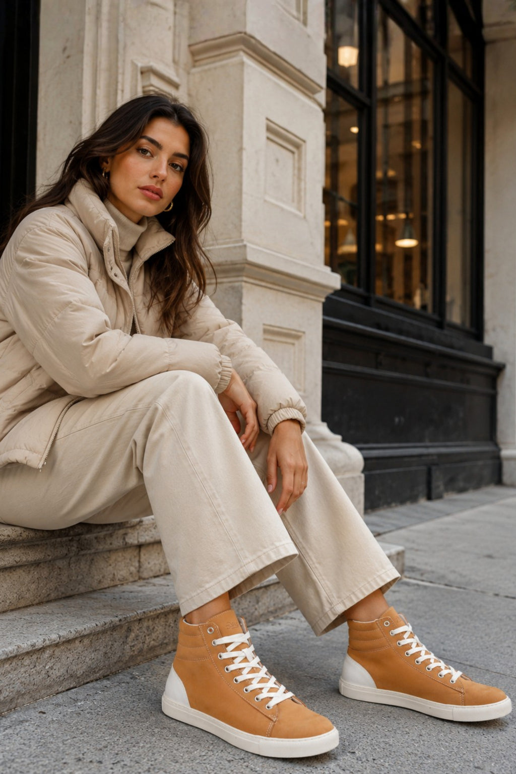 Fraser Women’s  Wheat  High Top Sneaker - Cup Sole - Leather