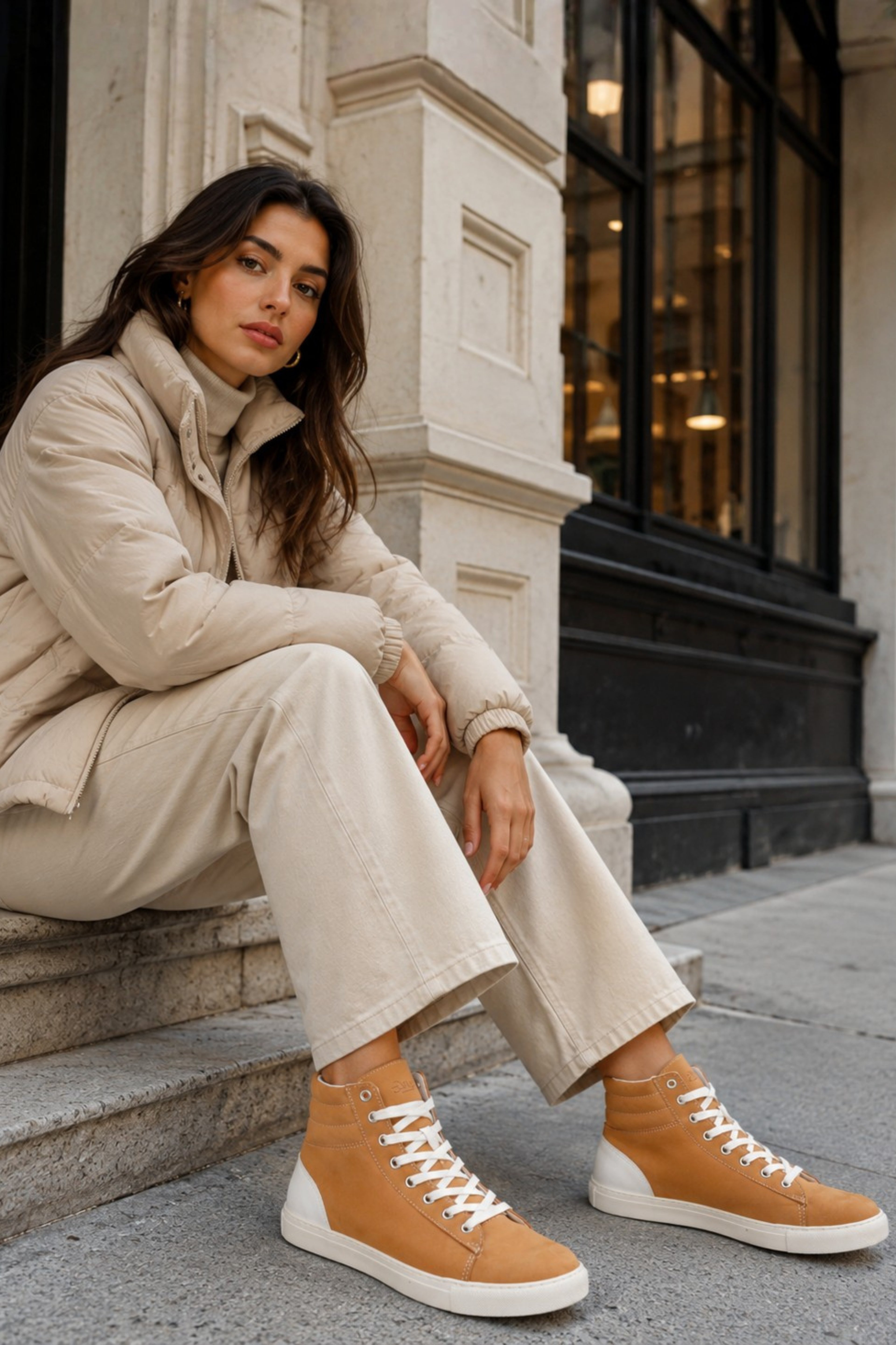 Fraser Women’s  Wheat  High Top Sneaker - Cup Sole - Leather