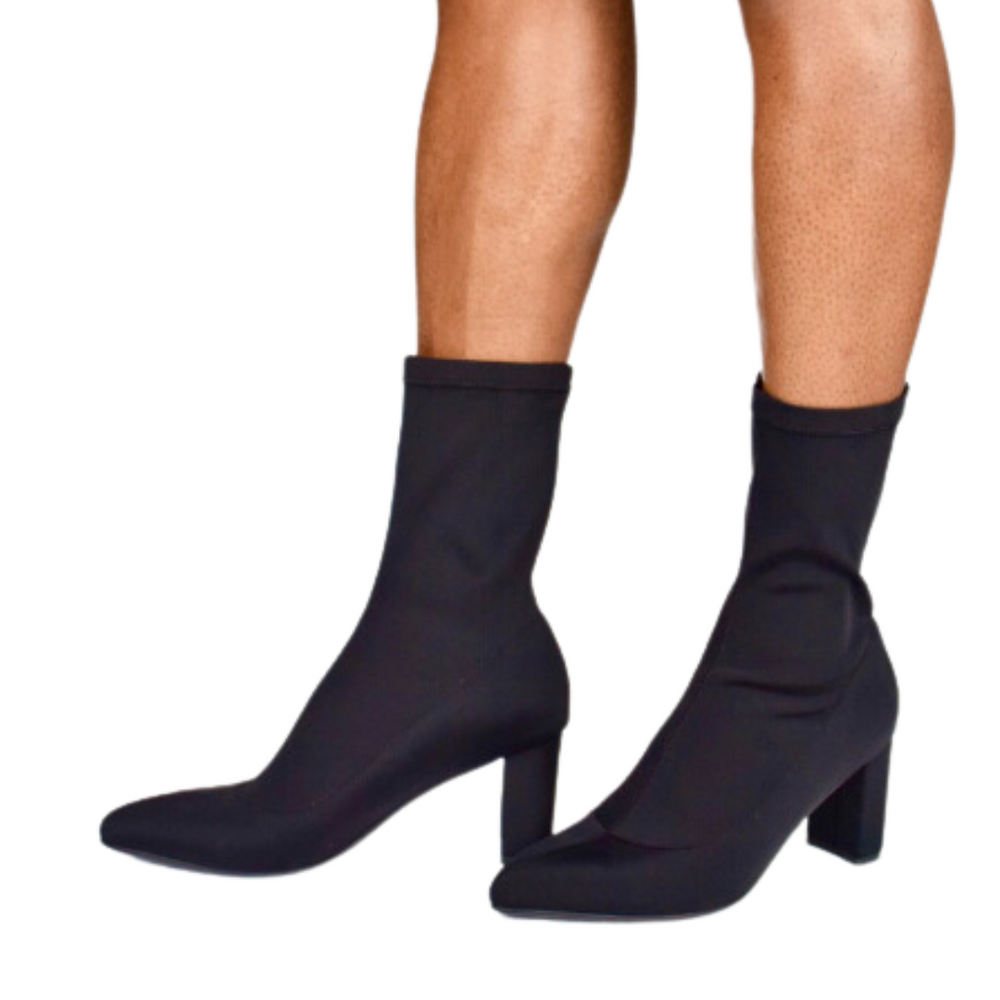 Black high heel lycra sock boots discount
