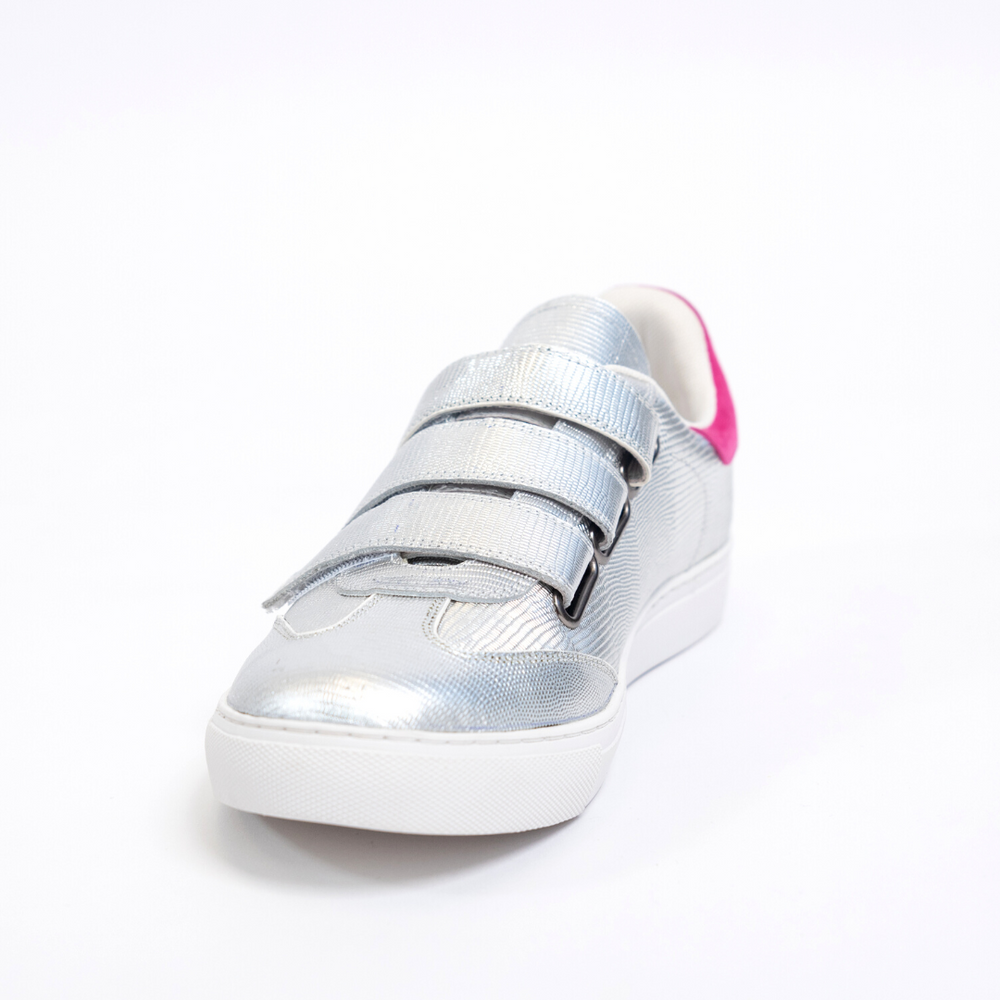 Christal Women’s Dress Sneaker - Velcro Closure - Flat Cupsole - Metallic Finish