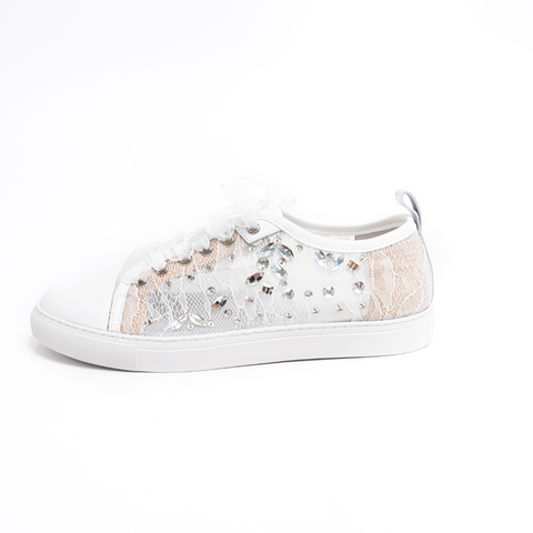 Hopey Women’s Bridal Sneaker - Rhinestone - Lace