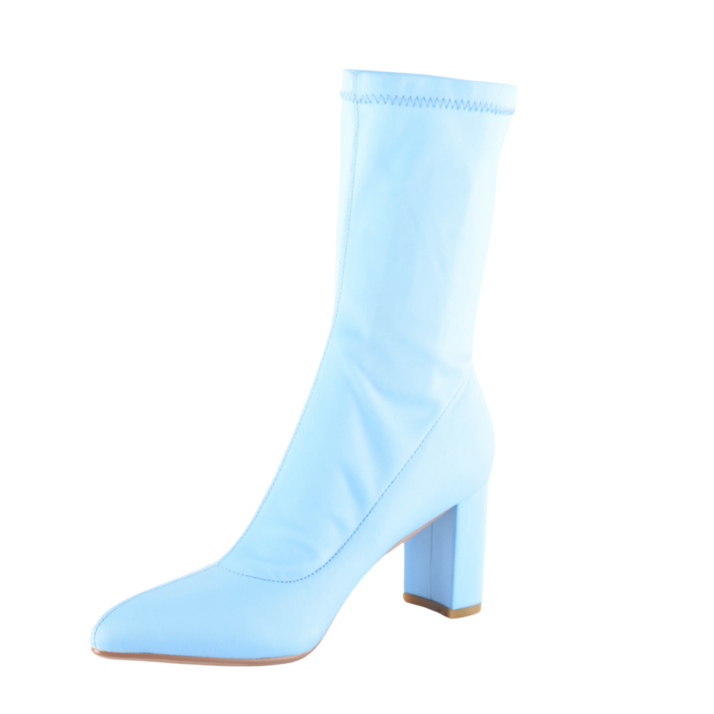 
                  
                    Load image into Gallery viewer, Hyacinth Sock booties chunky sole sky blue size 15 side view
                  
                
