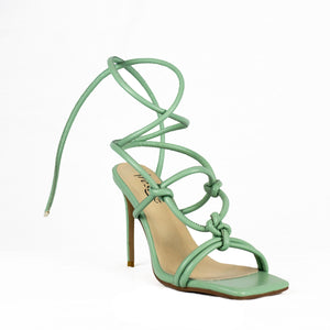 
                  
                    Load image into Gallery viewer, Plus Size Strappy Heeled Sandal in Light Green
                  
                