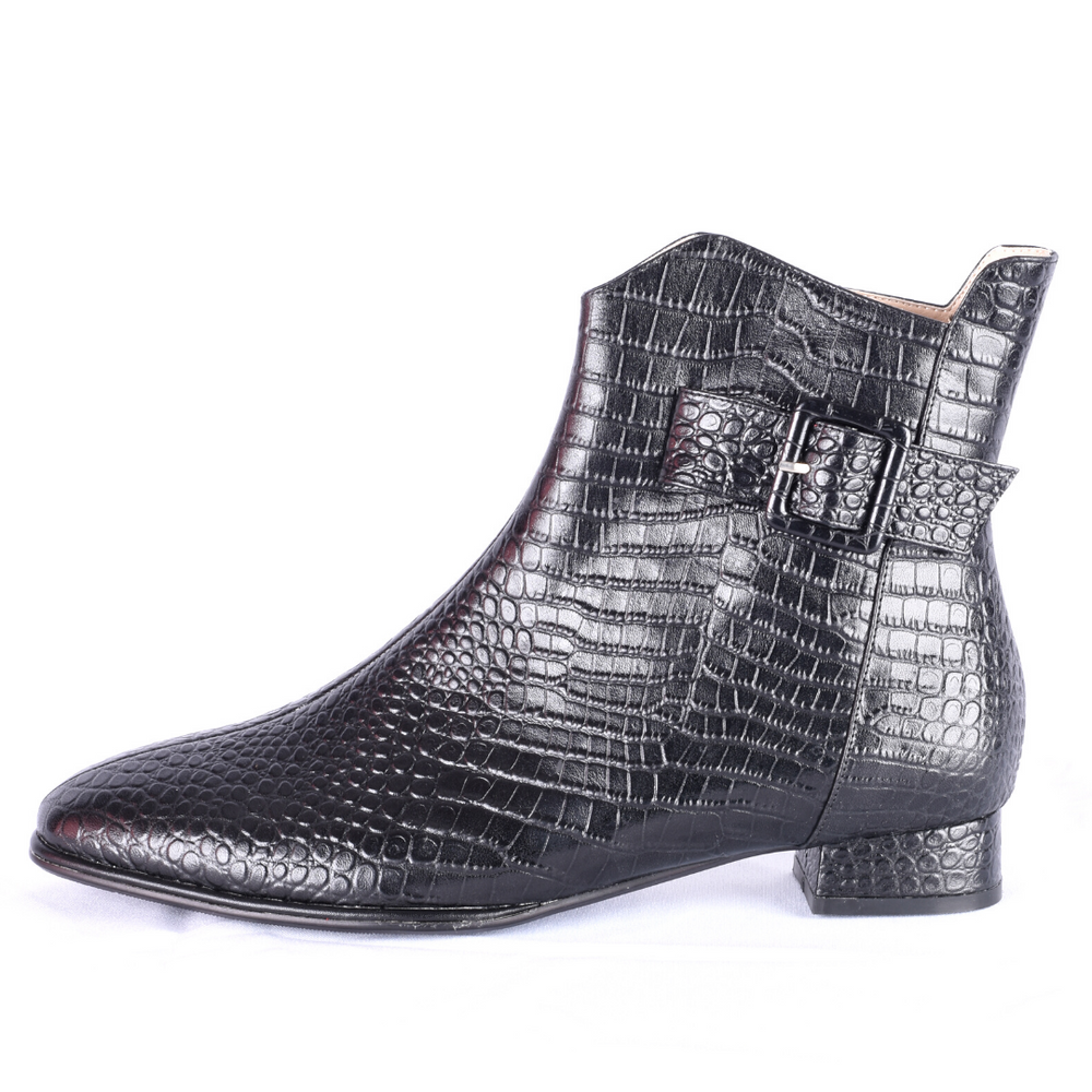 
                  
                    Load image into Gallery viewer, Milly in croc leather large size boots for women
                  
                