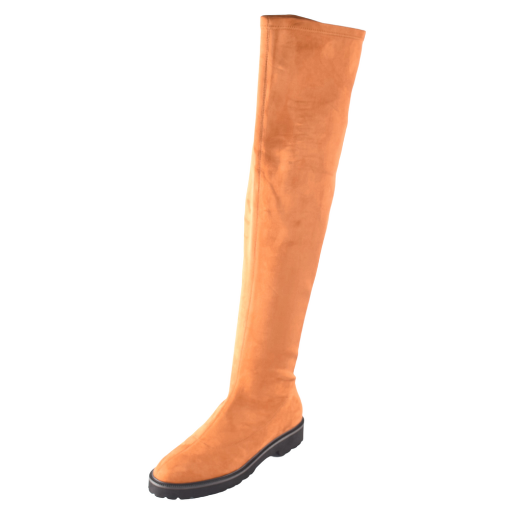 
                  
                    Load image into Gallery viewer, Norma Suede over the knee boots camel colour side view
                  
                