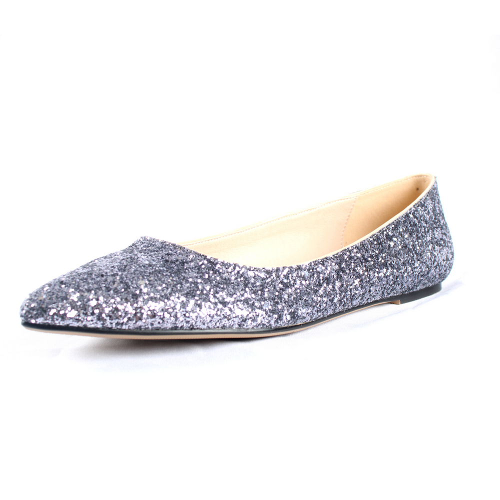 
                  
                    Load image into Gallery viewer, Patricia sliver size 14 ballerina flat side view
                  
                
