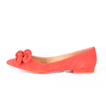 red flat shoe with bow Poppy side view