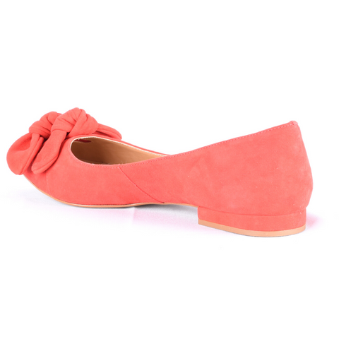 Poppy Women's Flats - Red - Bow Accent - Flat Heel