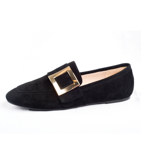 Jackie Women's Loafers - Buckle Accent - Suede - Round Toe