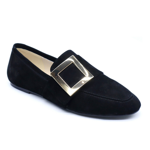 Jackie Women's Loafers - Buckle Accent - Suede - Round Toe