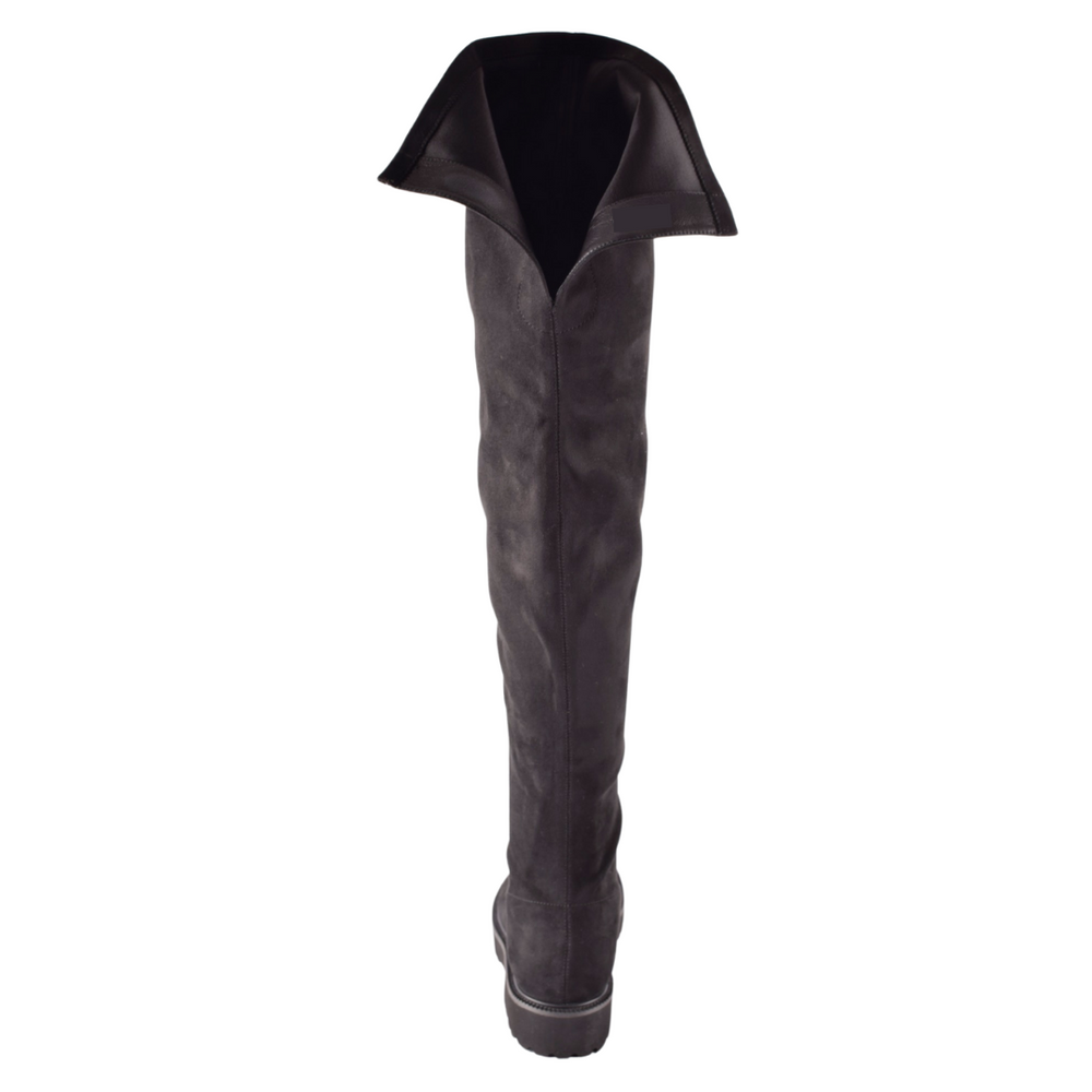 
                  
                    Load image into Gallery viewer, Norma Suede over the knee boots  with V-cut black colour side view
                  
                